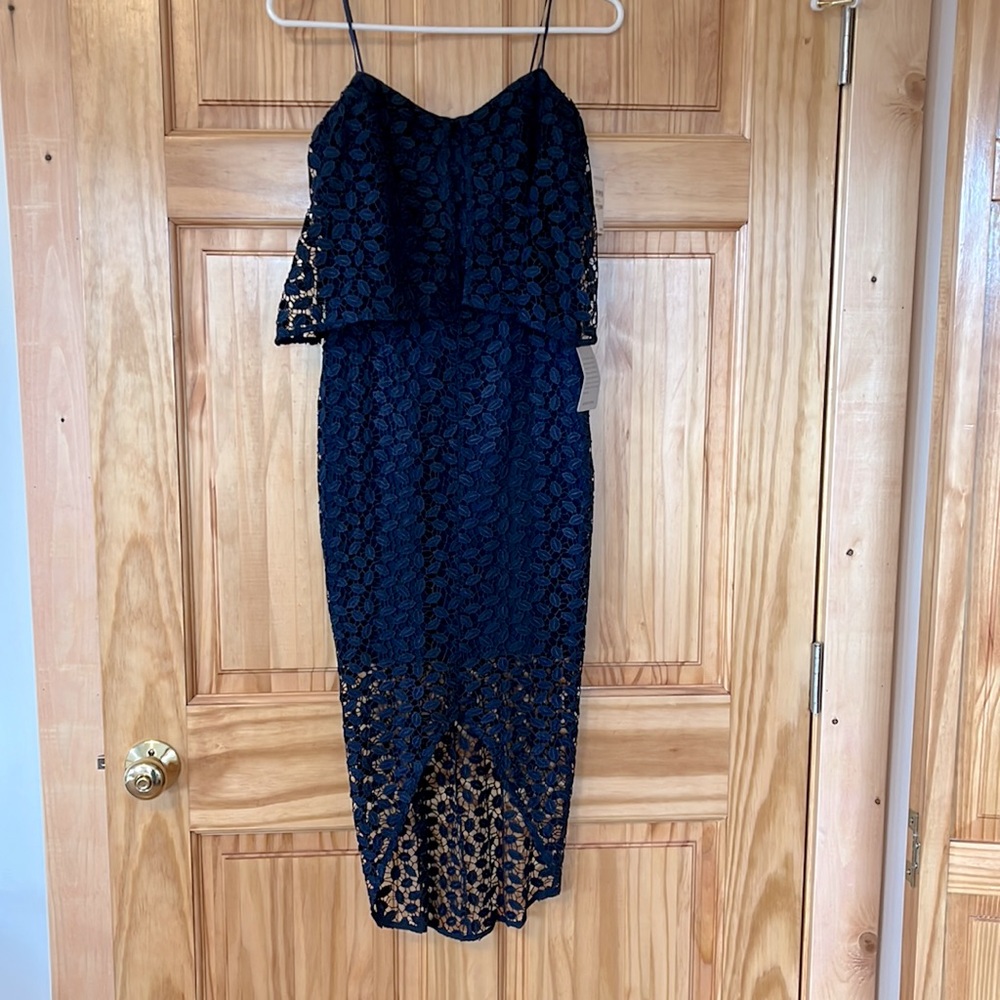 Strapless Chelsea 28 Lace Blue High Low Dress